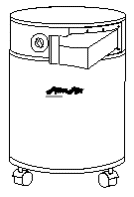 The negative air configuration draws the contaminated air in through the bottom of the unit and blows it out through  the top.