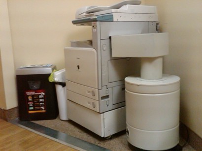 Remove chemical gasses, odors, fumes produced by photocopiers, copiers, and printers